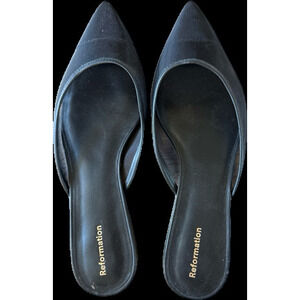 Reformation black mesh pointed mules flats size 8